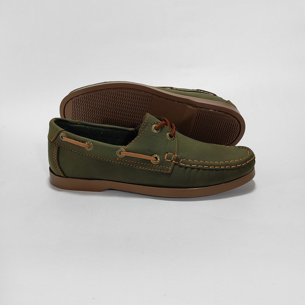 Zapato Apache Verde Con Costuras Miel Hombre