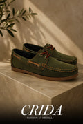 Zapato Apache Verde Con Costuras Miel Hombre