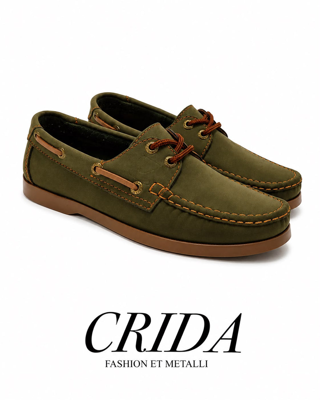 Zapato Apache Verde Con Costuras Miel Hombre